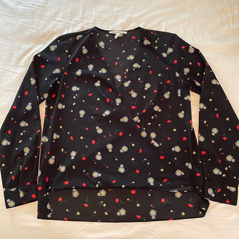 Black floral blouse